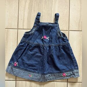 Y2K denim embroidered dress size 12-18 M‎
